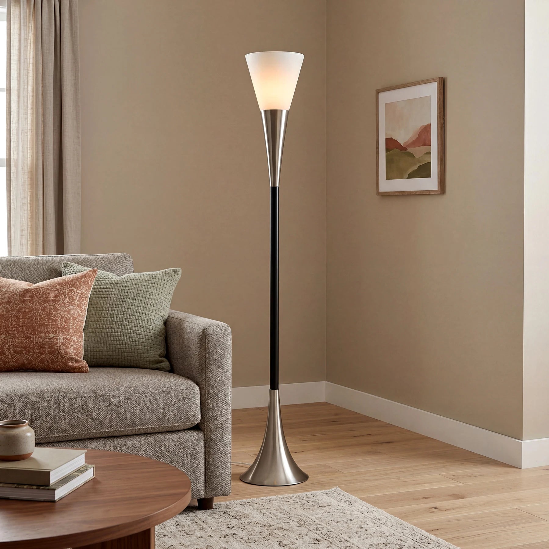 Valmere Sandblasted Glass Floor Lamp