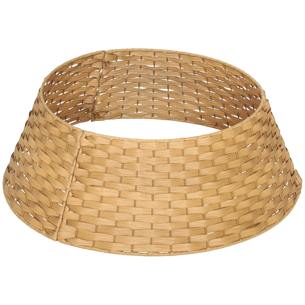 Weavecrest Christmas tree collar with a natural-tone woven plastic finish and tapered round shape