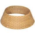 Weavecrest Christmas tree collar with a natural-tone woven plastic finish and tapered round shape