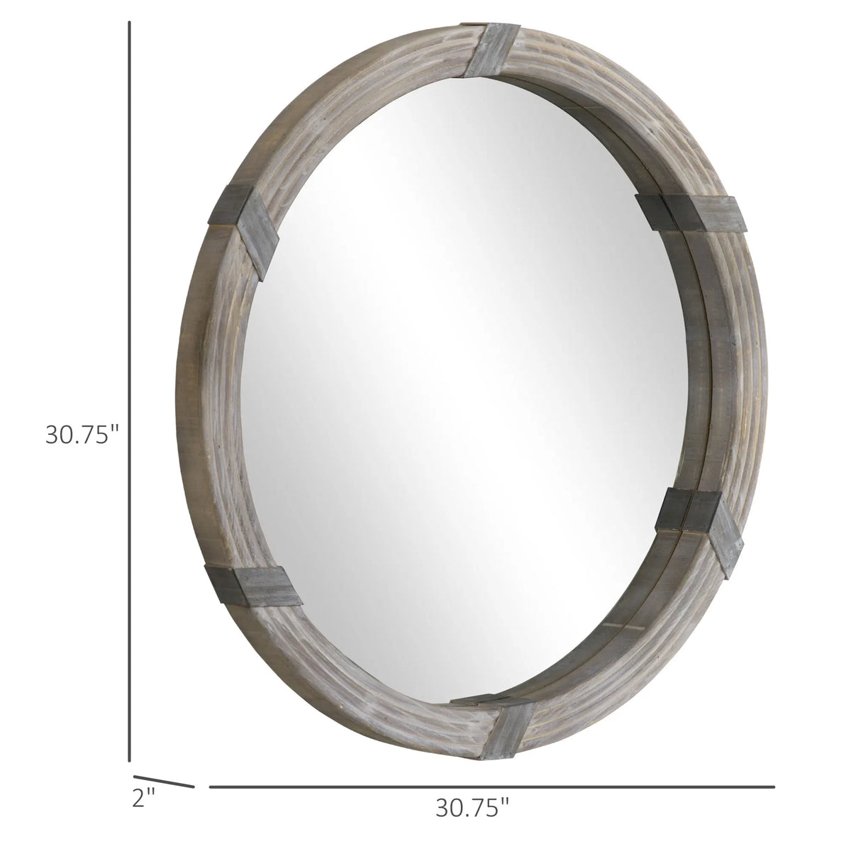 Lioren Round Wood Wall Mirror