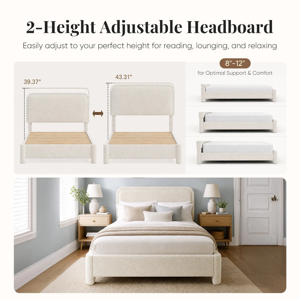 Cloudnote Teddy Velvet Platform Bed
