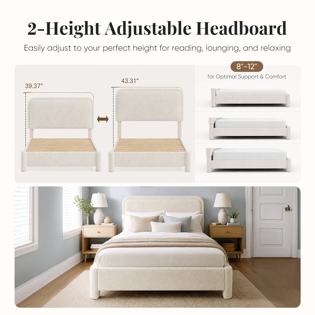 Cloudnote Teddy Velvet Platform Bed