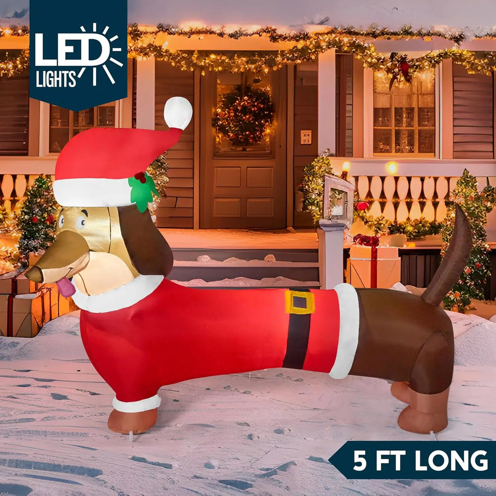Wagglebright LED-lit dachshund Christmas decoration with a five-foot length label.