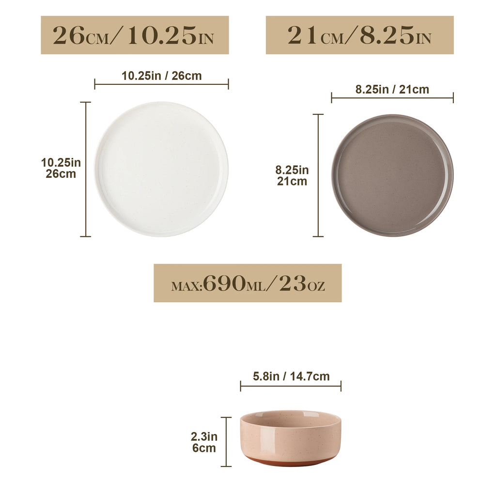 MALACASA TARA Stoneware Dinnerware Set