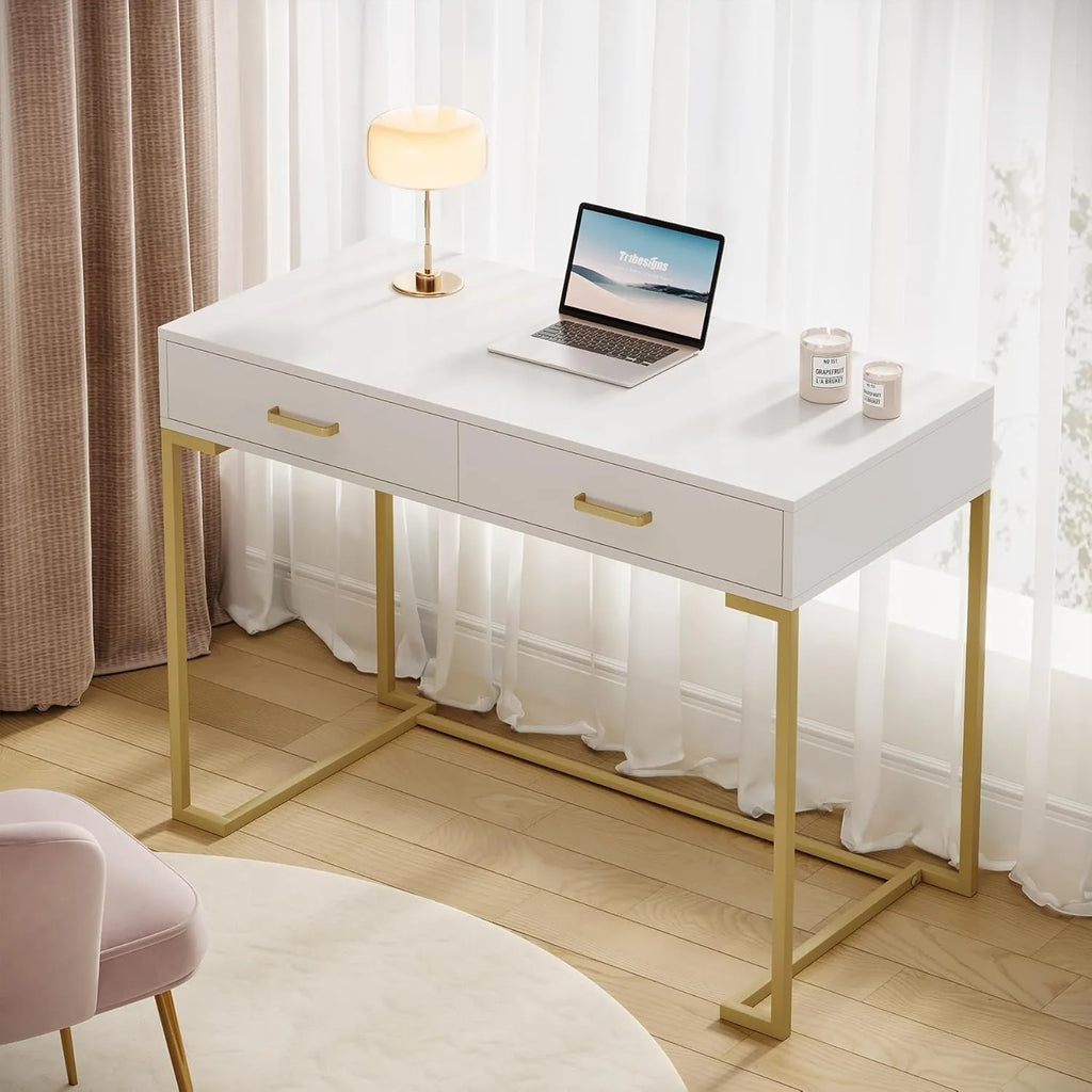Tana White & Gold Vanity Desk