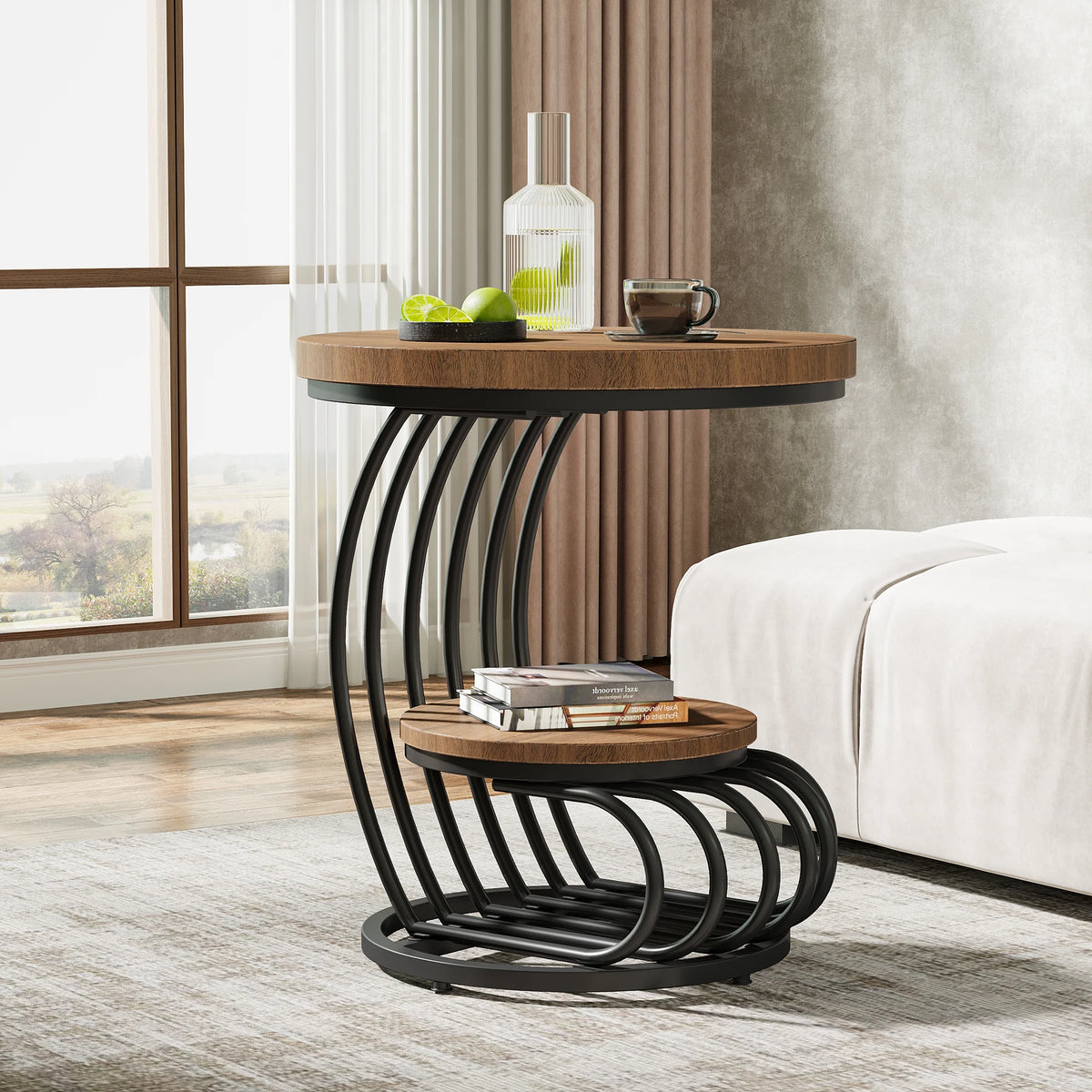 Tavio Curved 2-Tier End Table