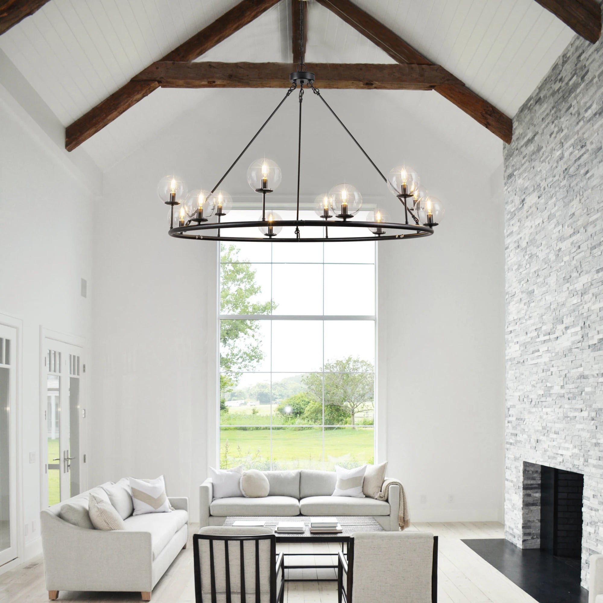 Stonegate Rustic Black High-Ceiling Chandelier