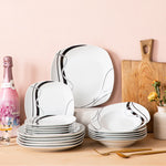 Load image into Gallery viewer, VEWEET Fiona Porcelain Dinnerware Set – 18/36 Pieces, Gray &amp; Black Lines
