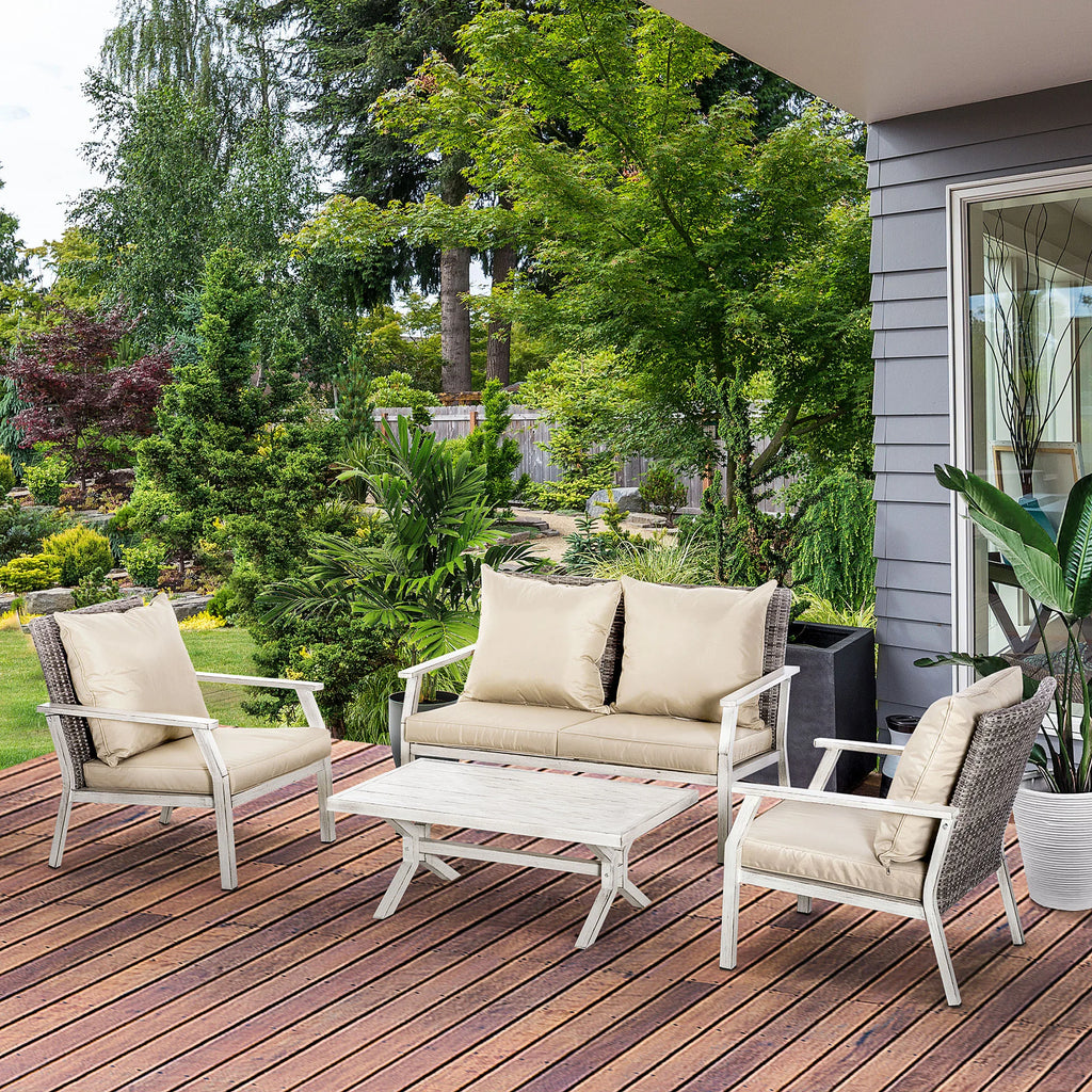 Brielleaf Four-Piece Wicker Patio Conversation Set