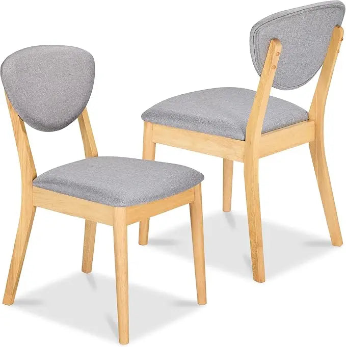 Mid-Century Upholstered Wood Dining Chairs – Set of 2