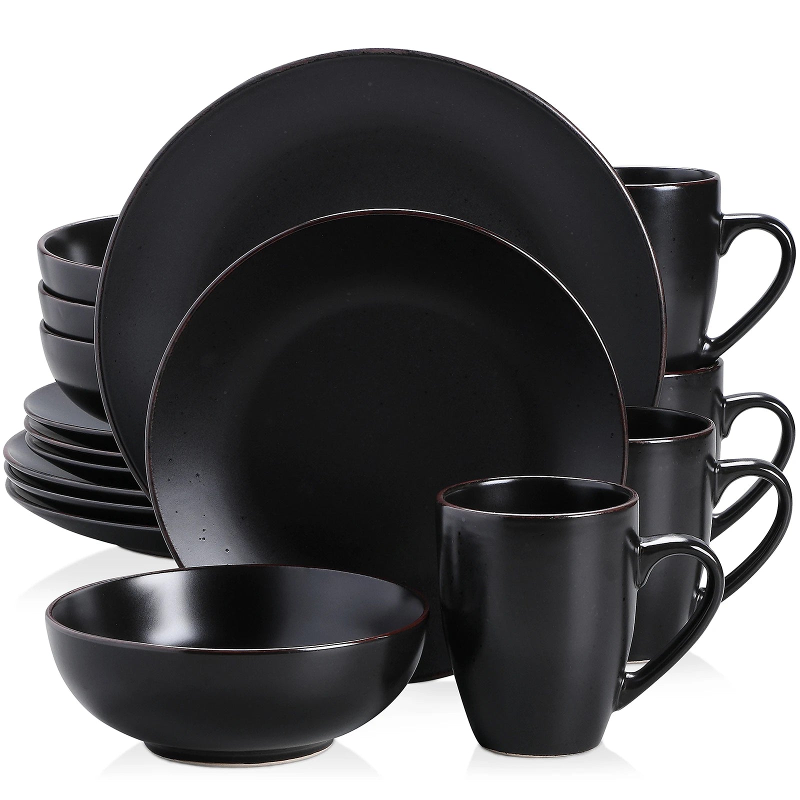 VANCASSO MODA Black Dinnerware – 16/32/48 Pieces