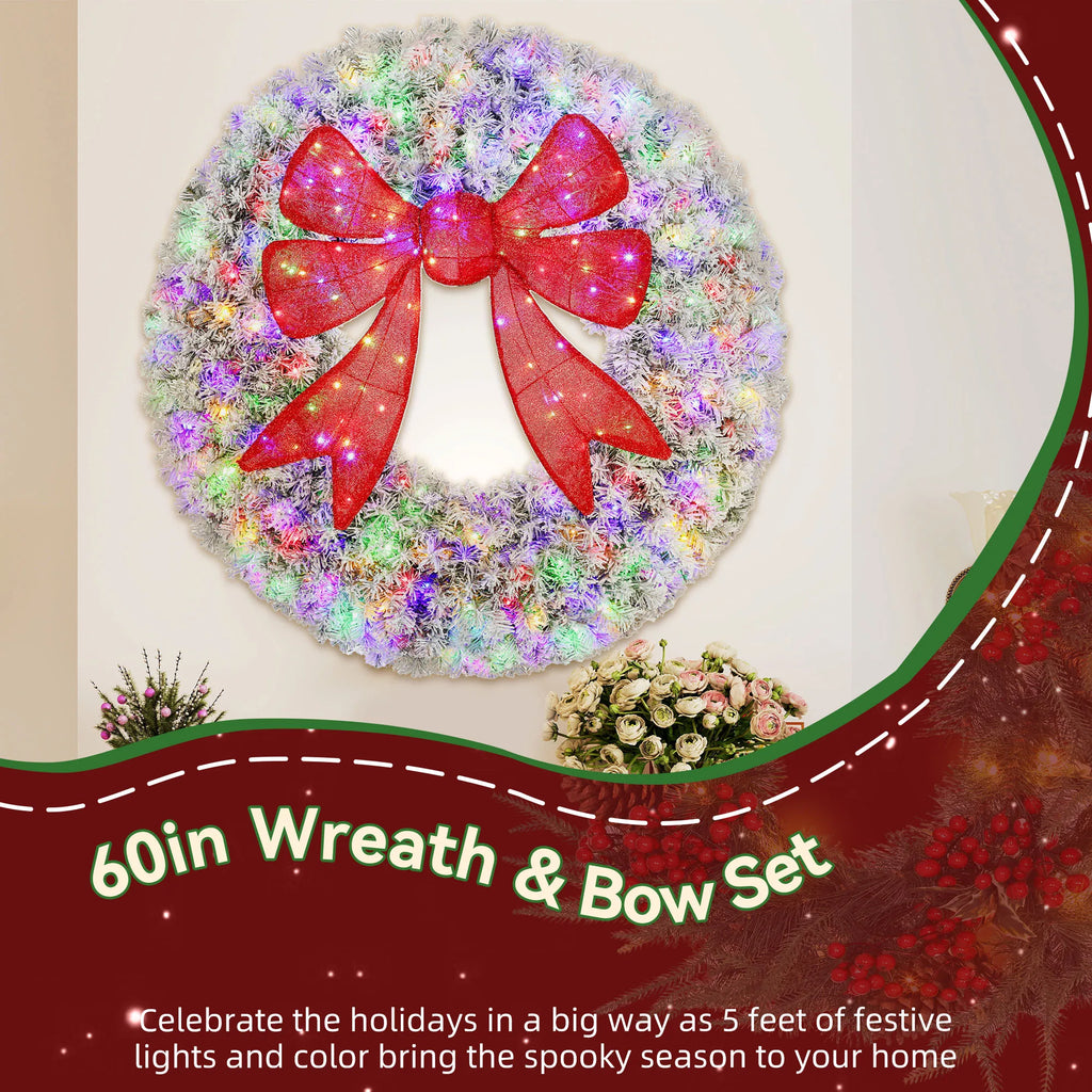Frostbow 60-inch wreath and red bow set