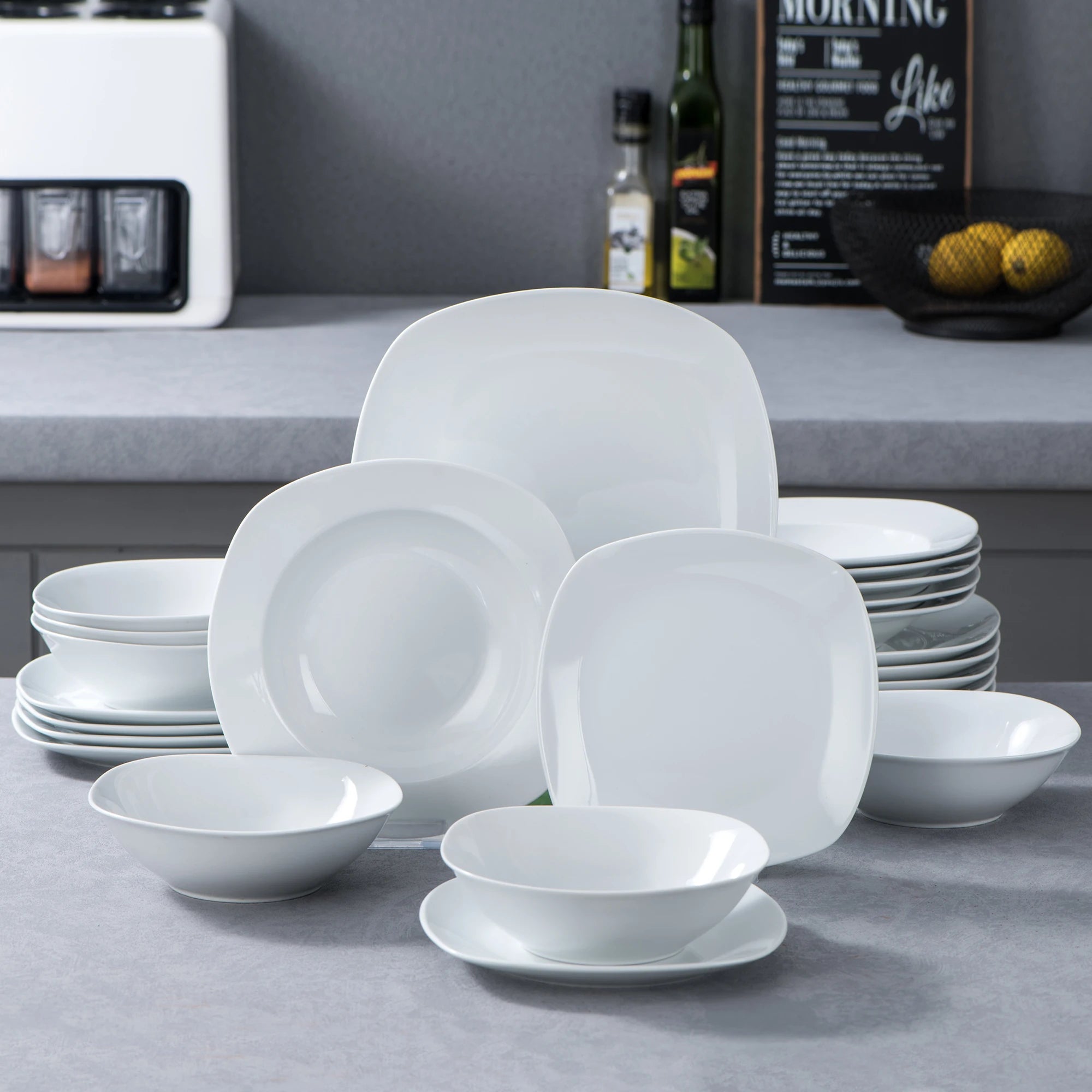 MALACASA Elisa White Porcelain Dinnerware Set – 24 Pieces, Service for 6