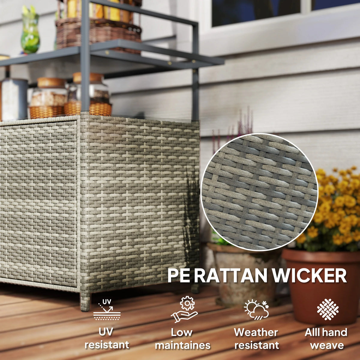 Farrowen Rattan Outdoor Bar Cart