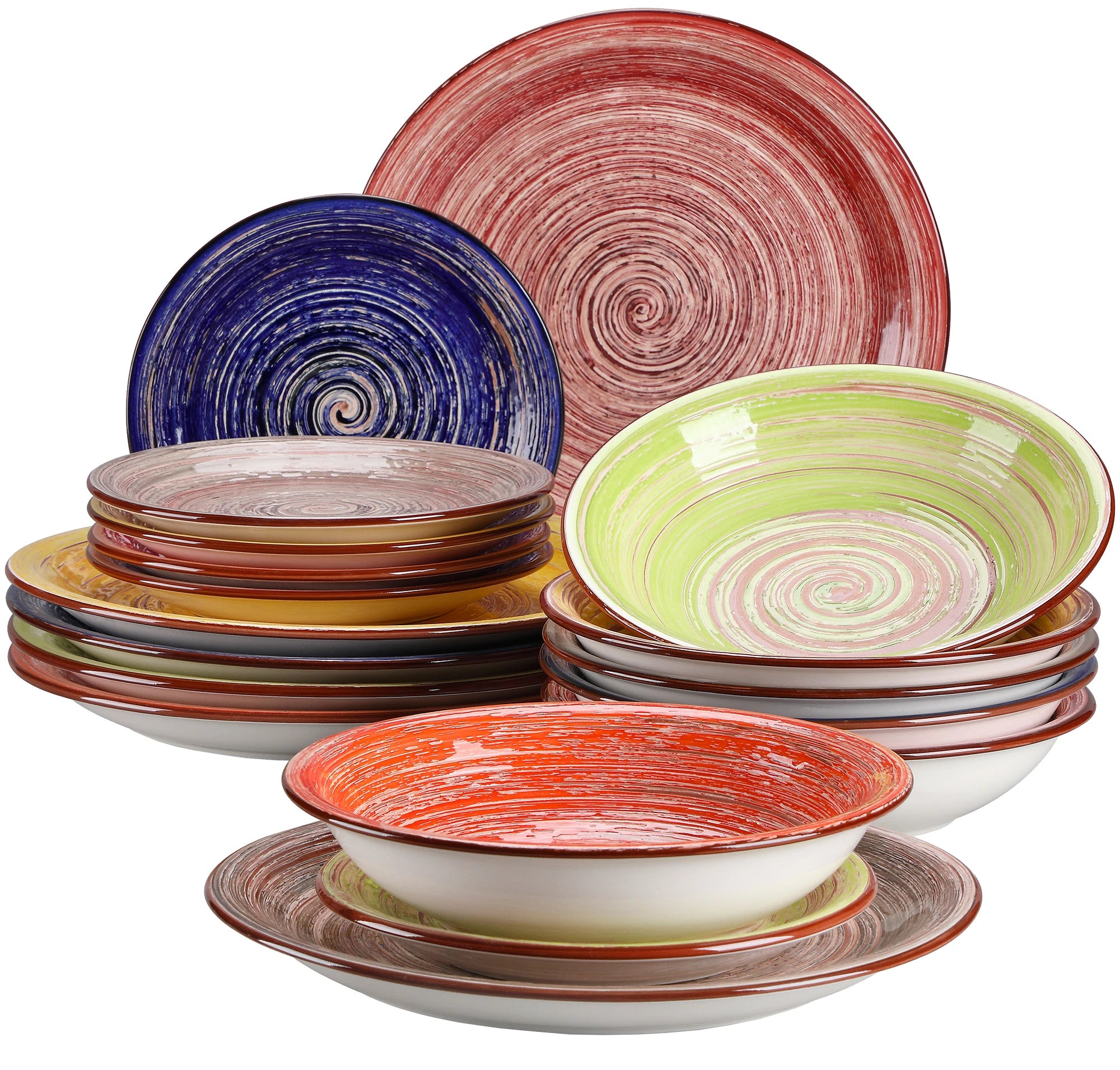 VANCASSO Albero Multicolor Stoneware Dinnerware Set – 18/36 Pieces, Gloss Finish