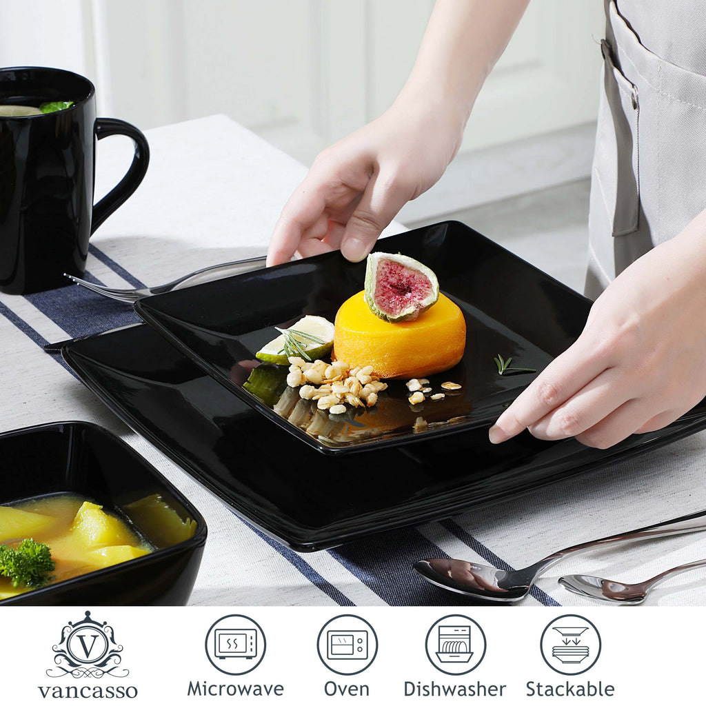 Vancasso SOHO Series Square Black Dinnerware Set