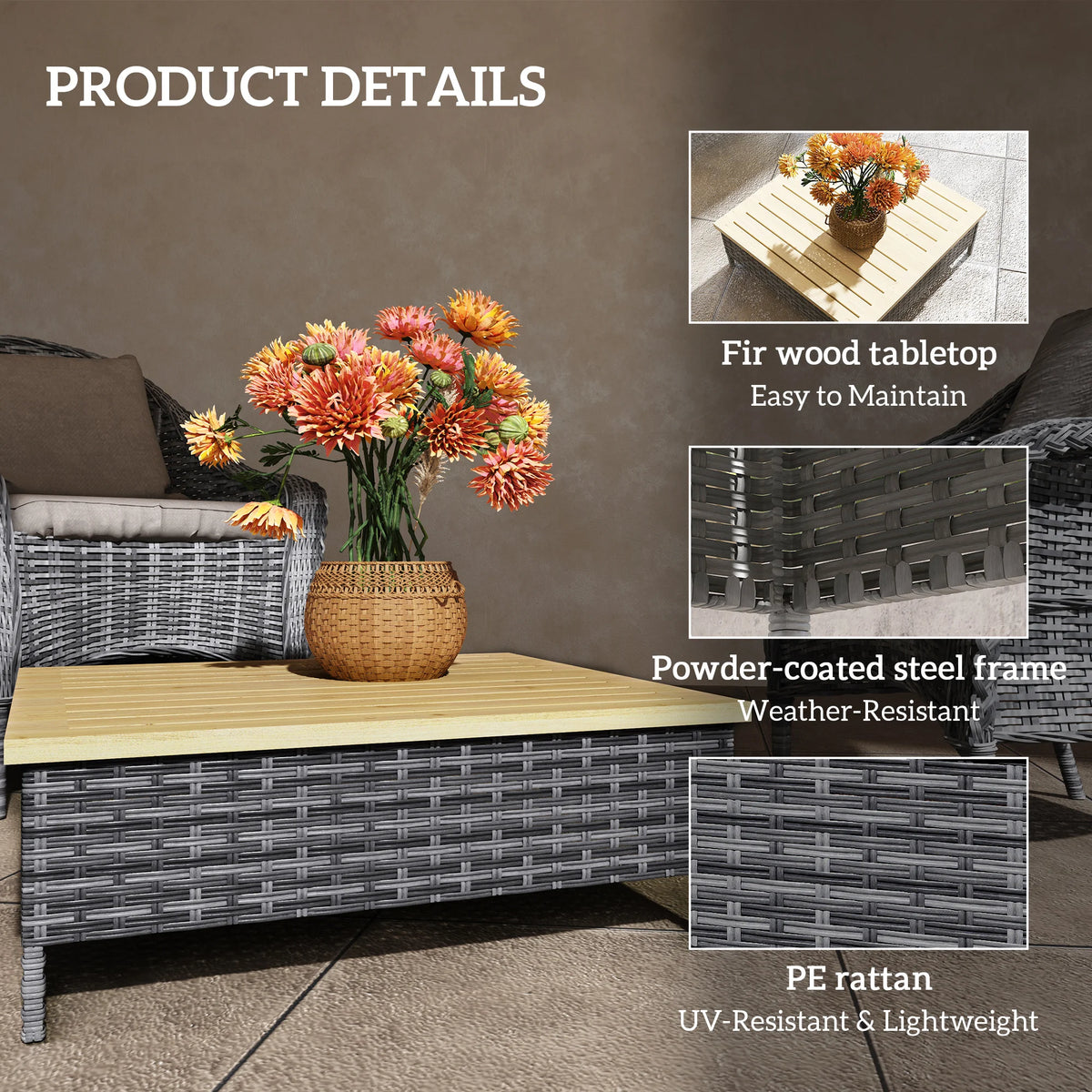 Selwick Rattan Patio Side Table