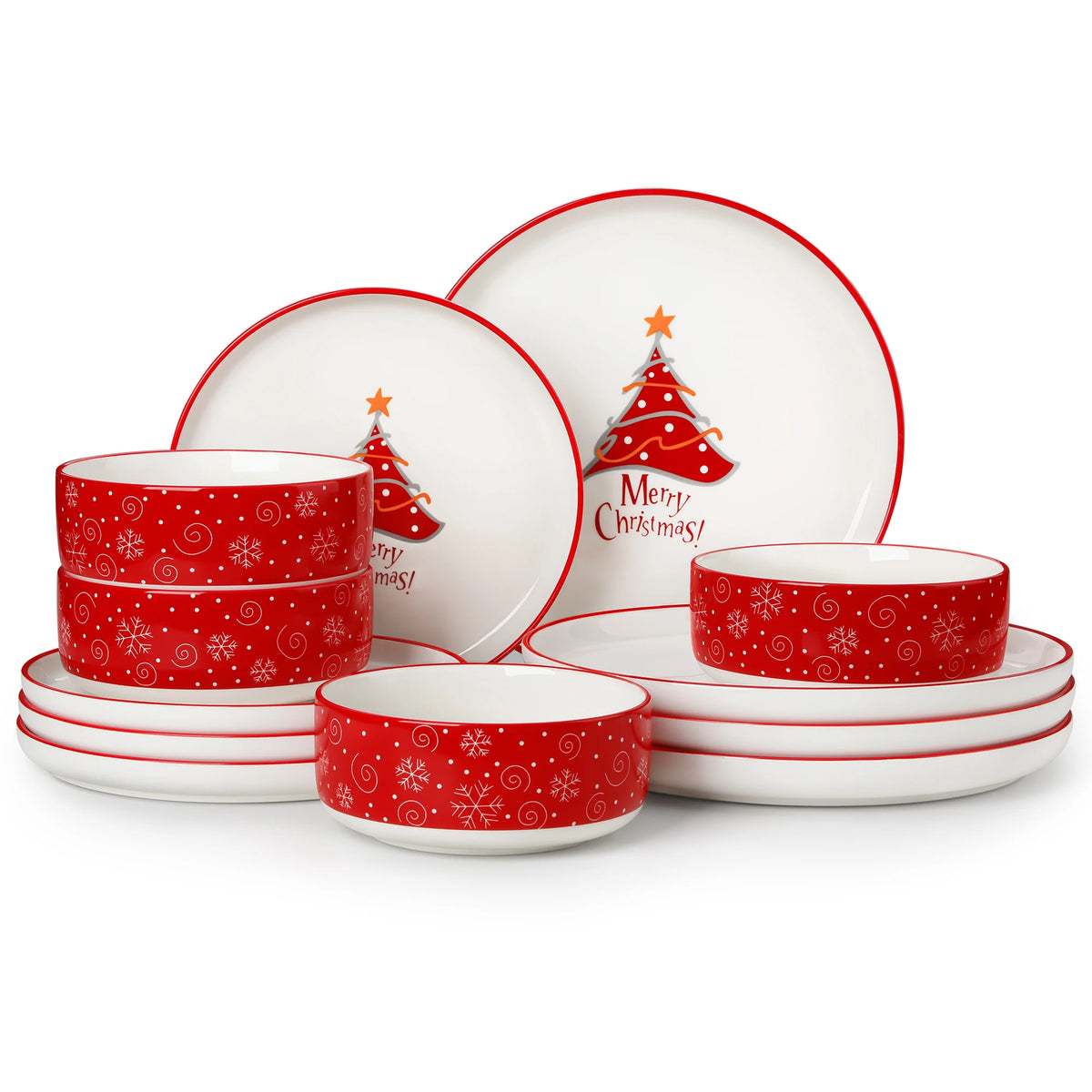 MALACASA Holiday Garland Porcelain Dinnerware