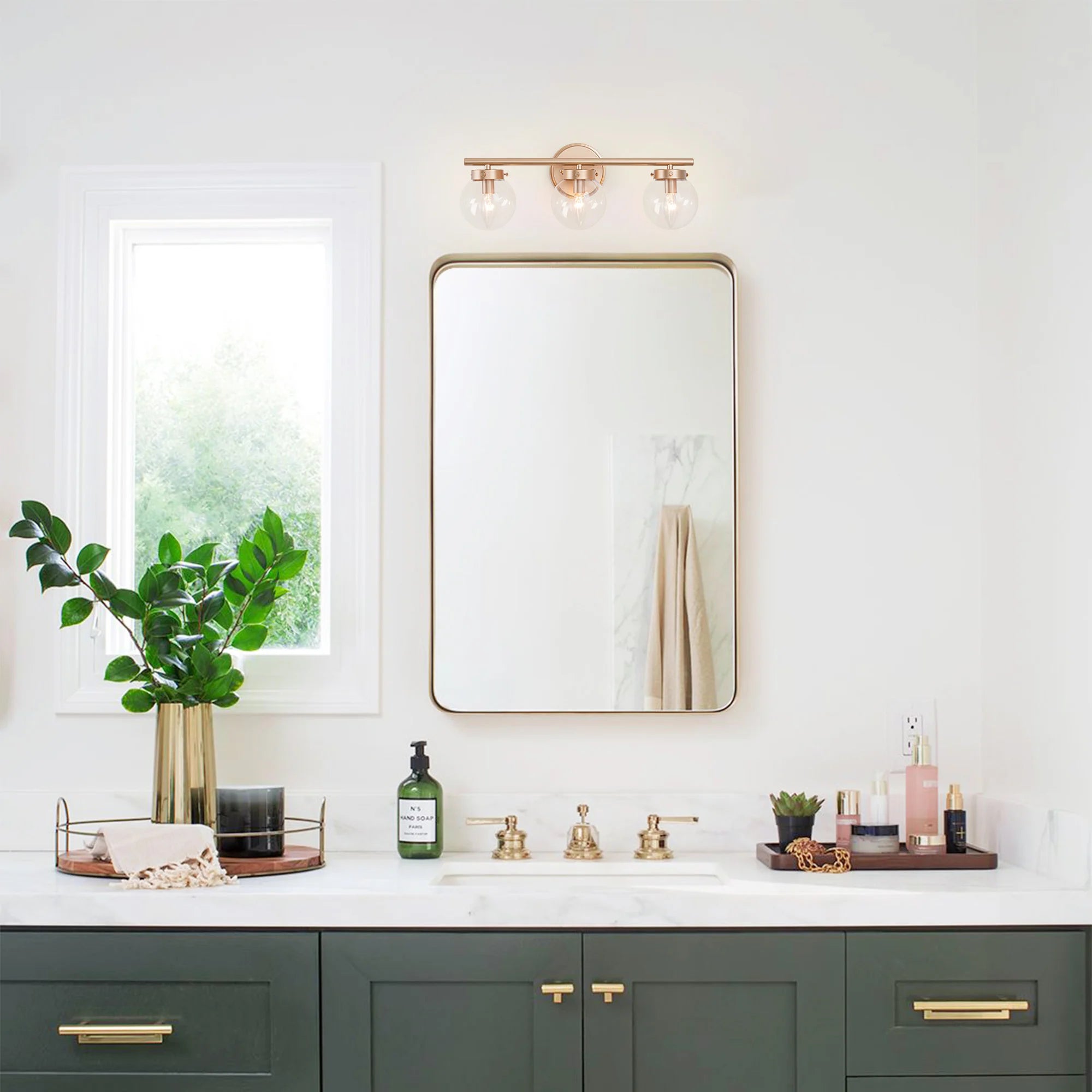 Gilded Halo Three-Light Vanity Sconce