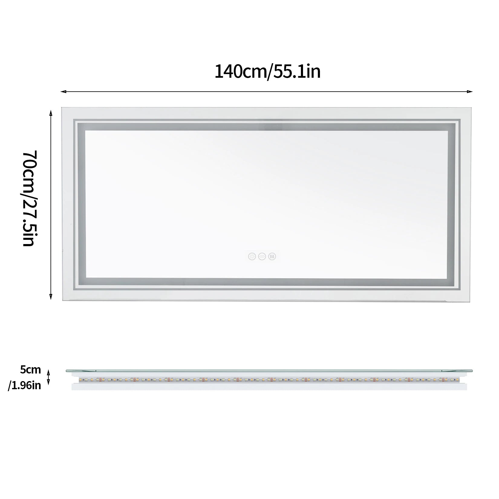 Measurement chart of a rectangular object with dimensions labeled.