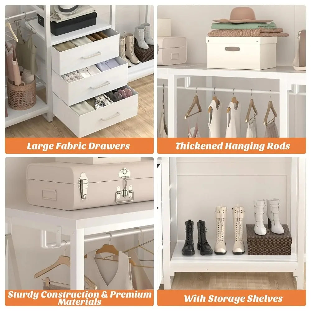 Hangerwell Open Wardrobe Rack with Drawers
