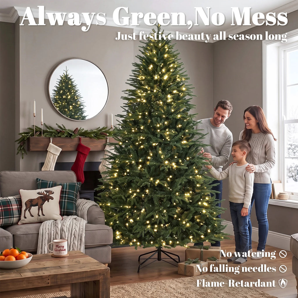 Evergrand Christmas tree feature image noting flame-retardant foliage