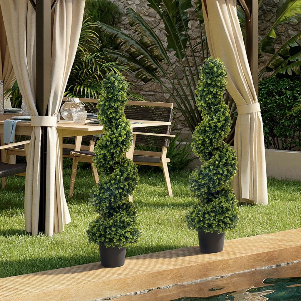 Sonnetbloom 4-Foot Artificial Spiral Topiary Set of 2