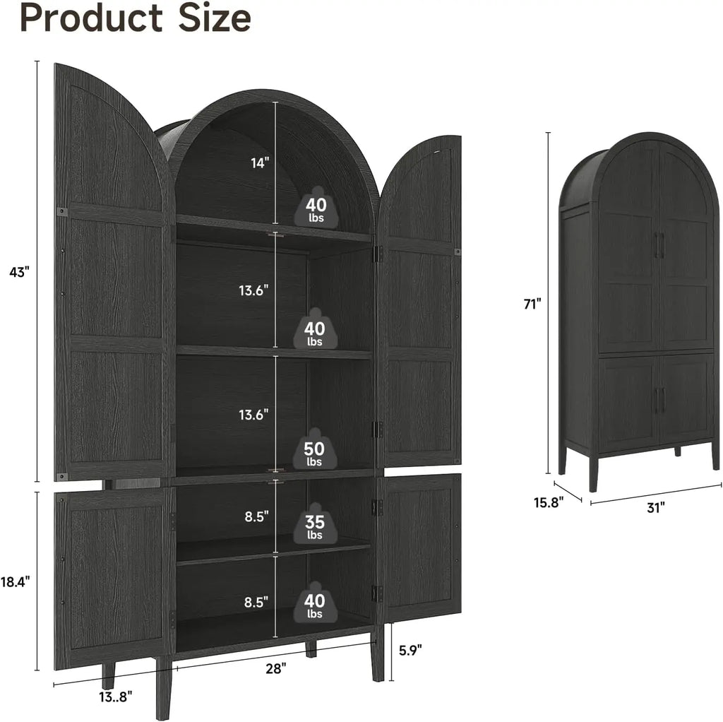 Serenadesong dimension and shelf-load diagram with 31-inch width, 15.8-inch depth and 71-inch height