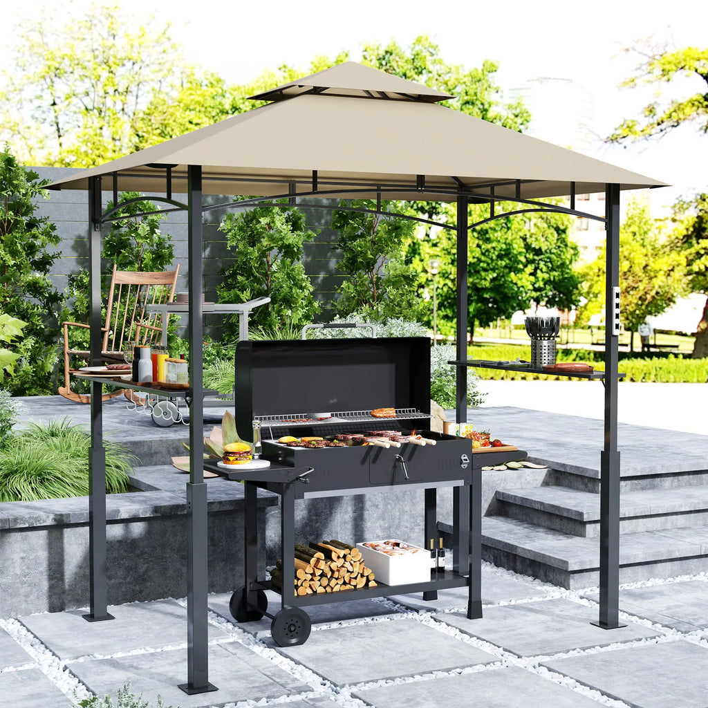 Emberhaven Double-Roof Grill Gazebo – Khaki