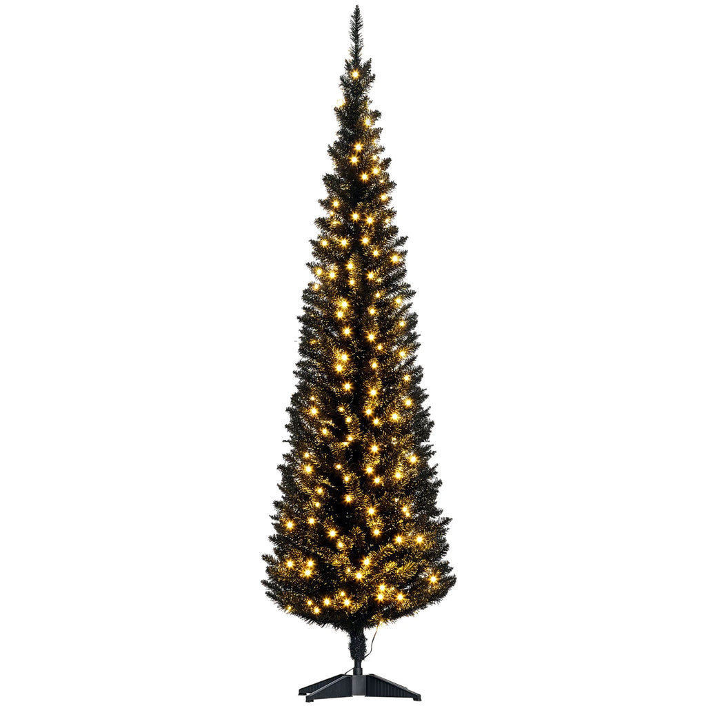 Noirbeam slim black pencil Christmas tree with warm white LED lights