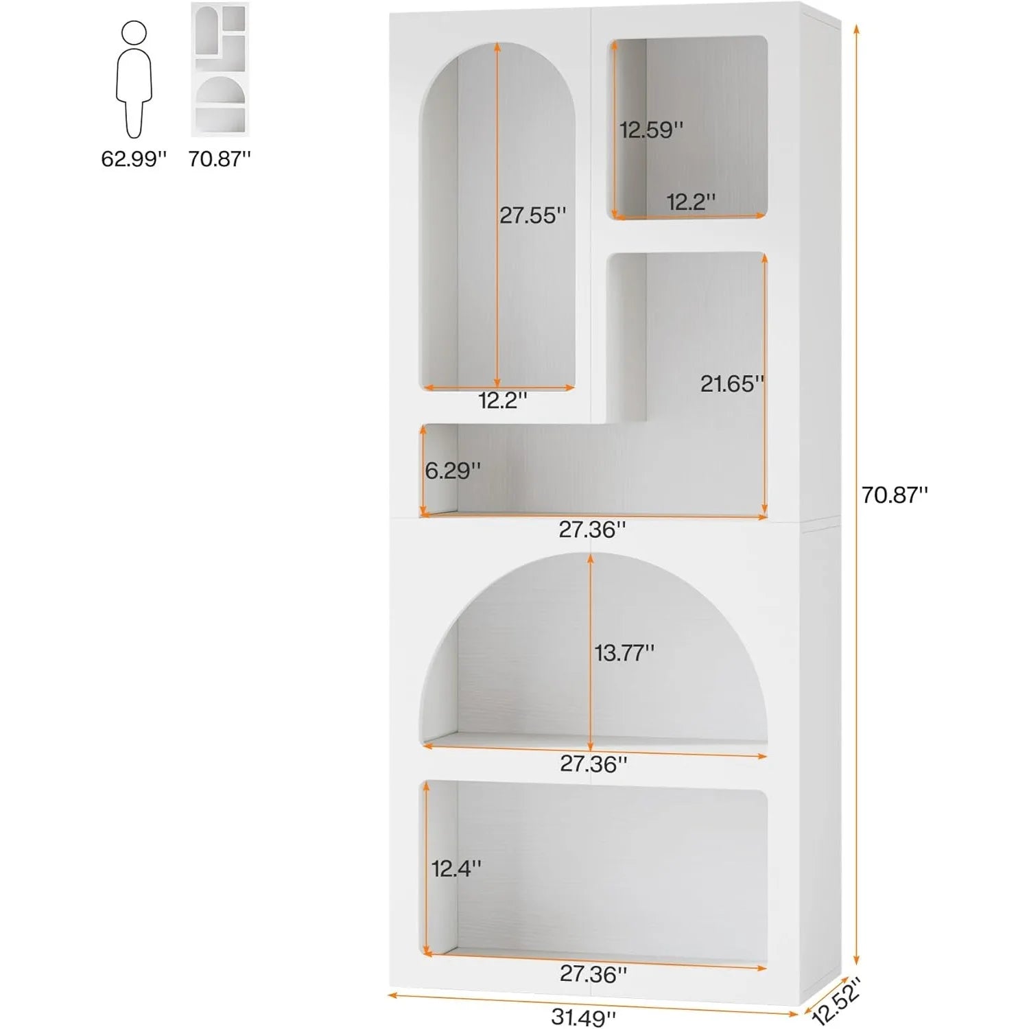 Geometric Bookshelf – 5-Shelf Arched Freestanding Bookcase