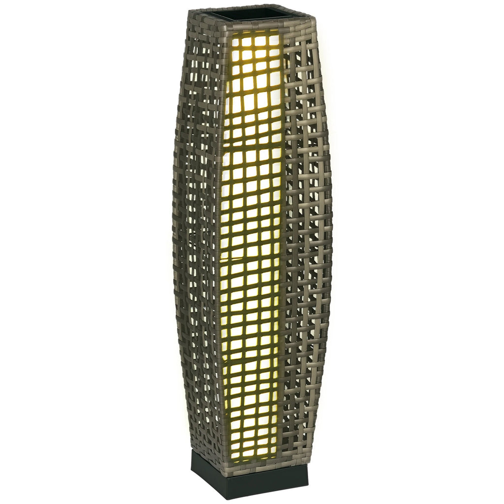 Nocturne Solar Wicker Floor Lantern – Gray