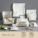 Load image into Gallery viewer, MALACASA Flora White Porcelain Dinnerware Set – 30/60 Pieces
