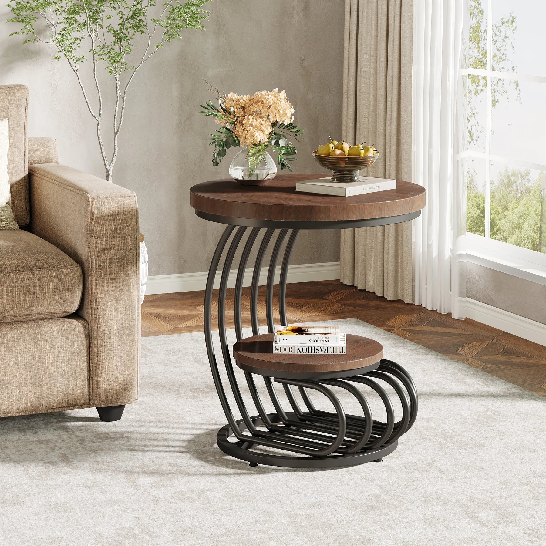 Tavio Curved 2-Tier End Table