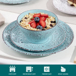 Load image into Gallery viewer, VANCASSO VINE Embossed Stoneware Dinnerware Set – 16/32/48 Pieces, Beige &amp; Blue-Green
