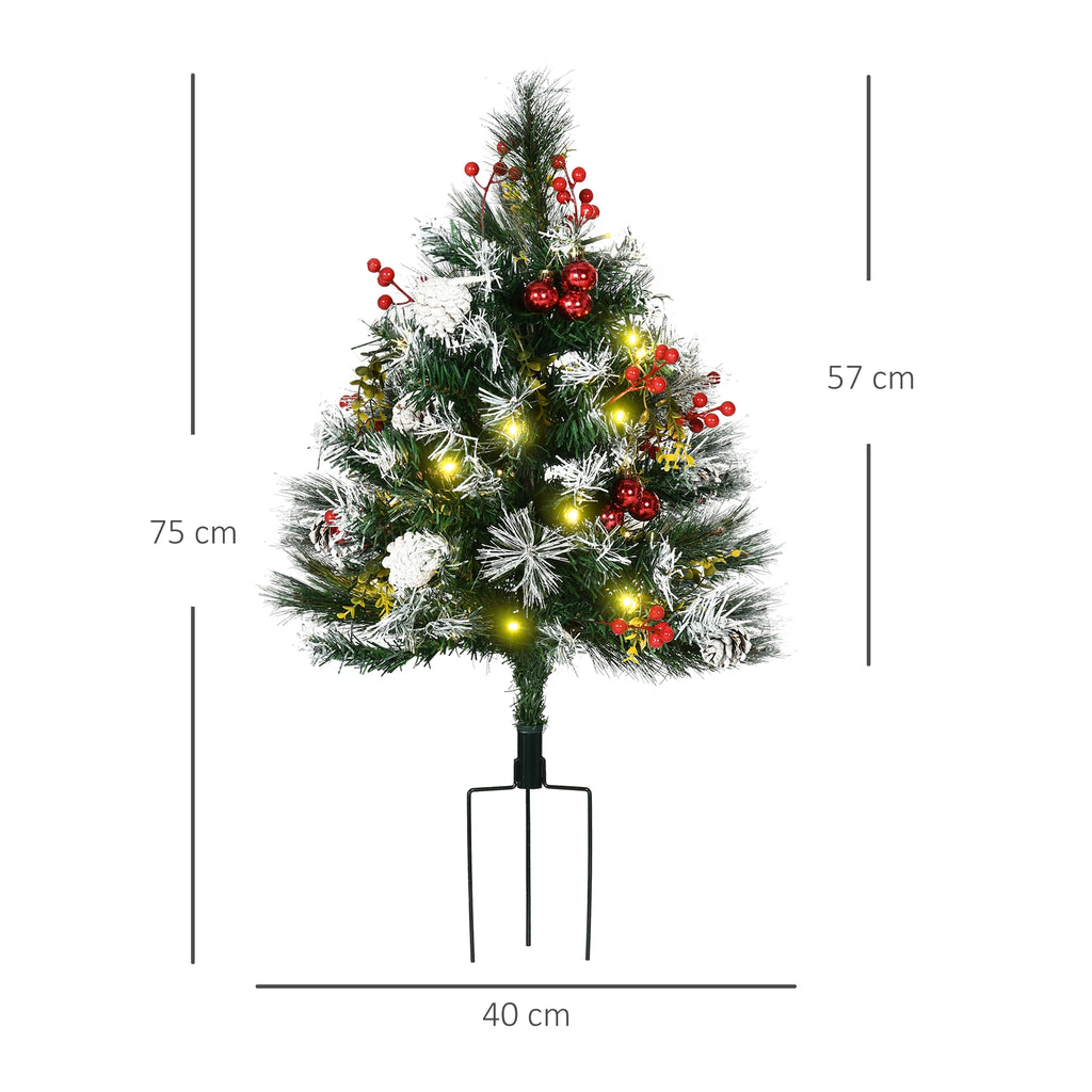 Snowberry tree dimension image showing 75 cm overall height, 57 cm tree body height, and 40 cm width