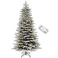 Mountainglow snow-flocked Christmas tree with warm lights, remote and dark stand