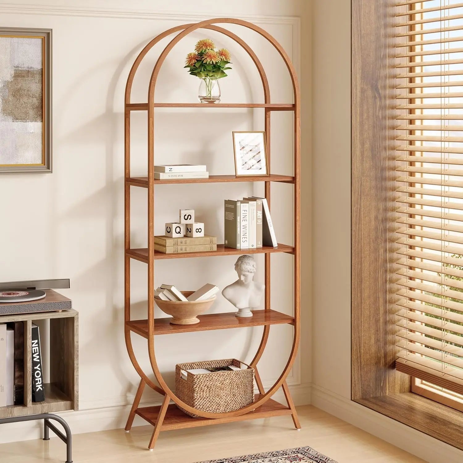 Arched 5-Tier Open Bookshelf
