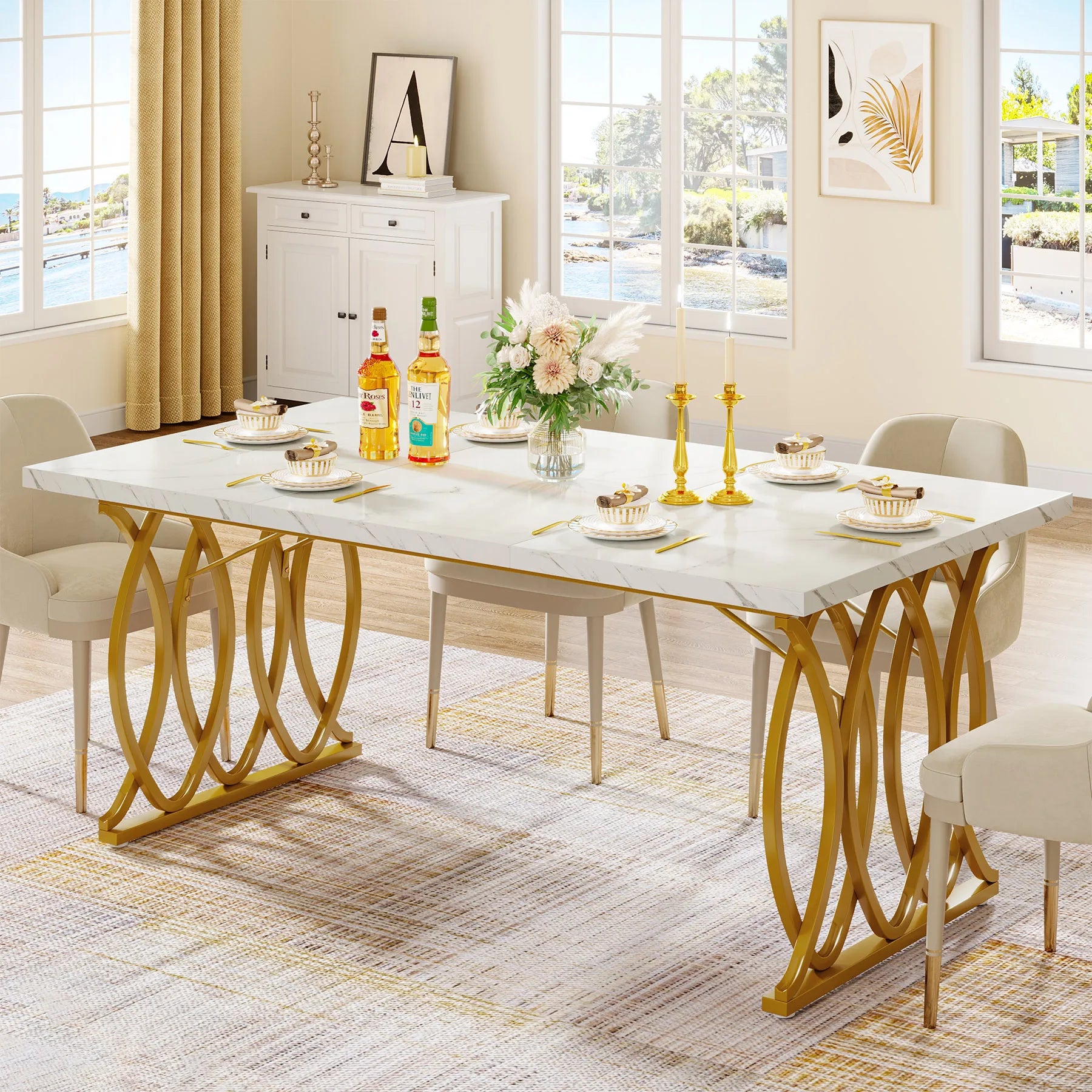 Aureum Faux Marble Dining Table