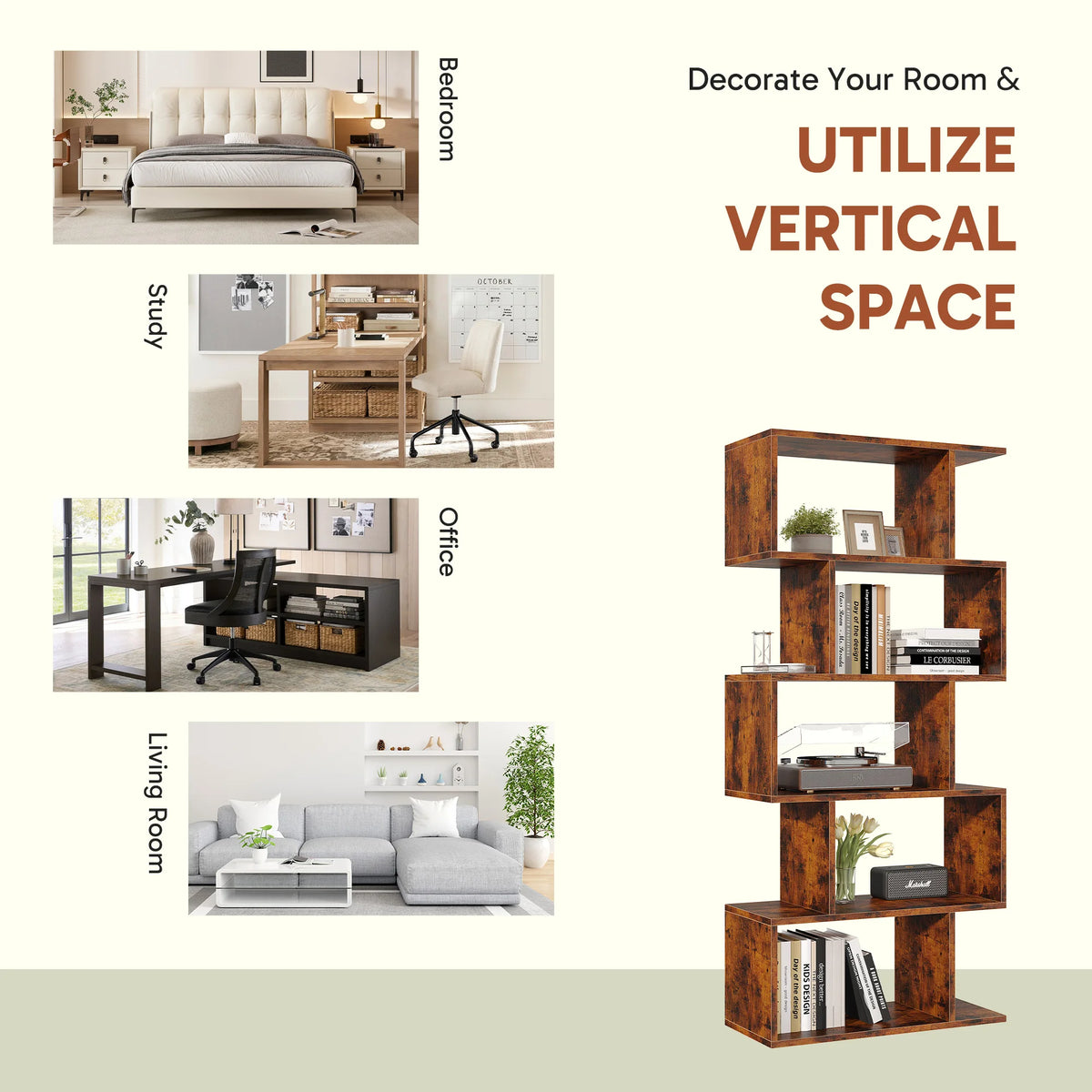 Zephyrnote Geometric Bookcase