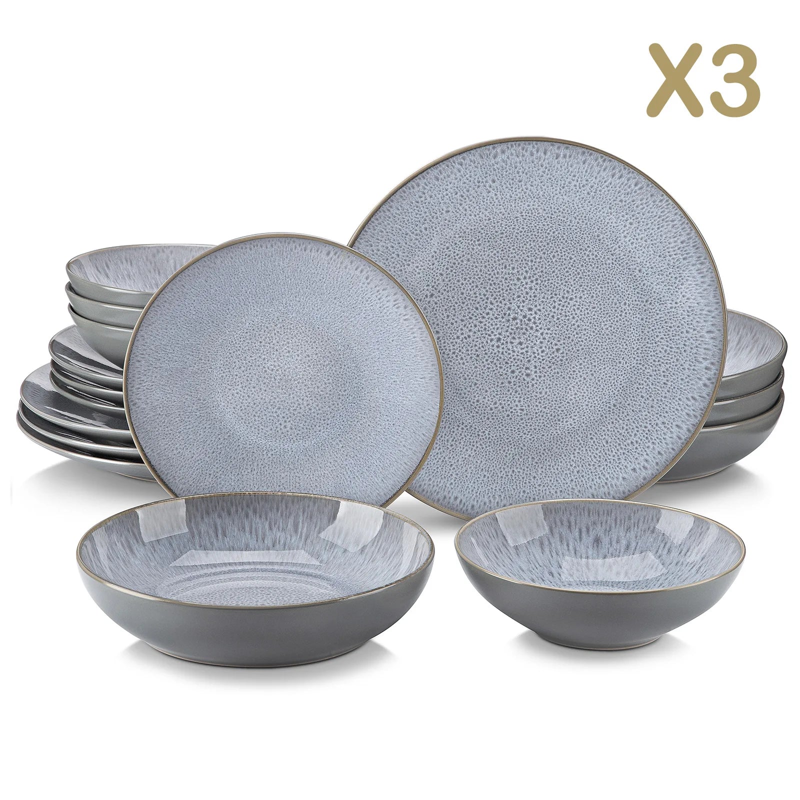 VANCASSO KARST Embossed Gray Stoneware Dinnerware Set
