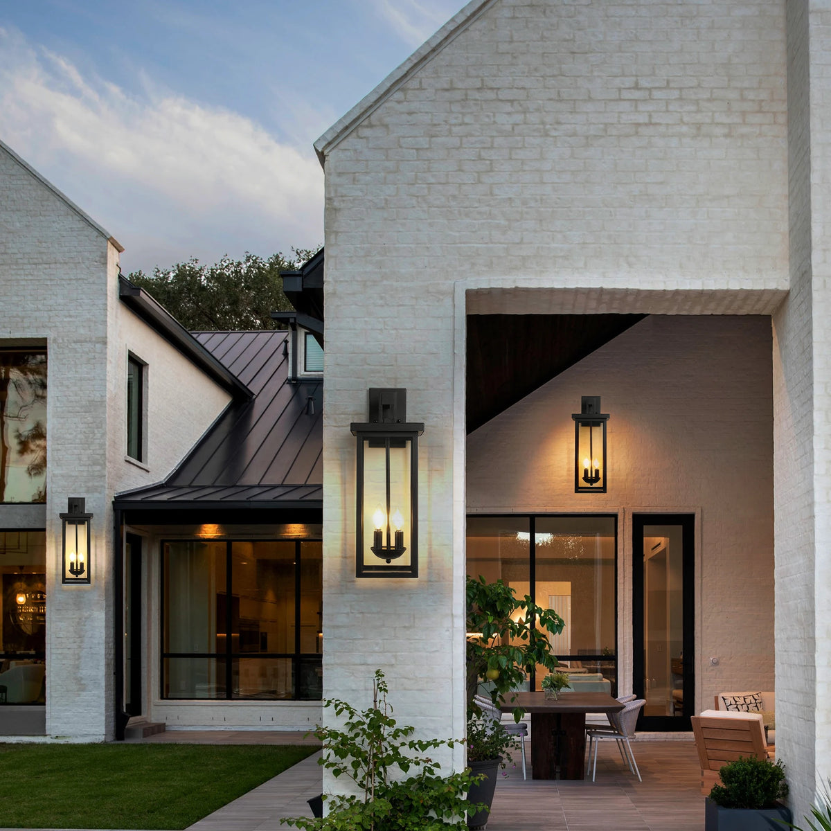 Darriston outdoor wall lantern installed beside an exterior door