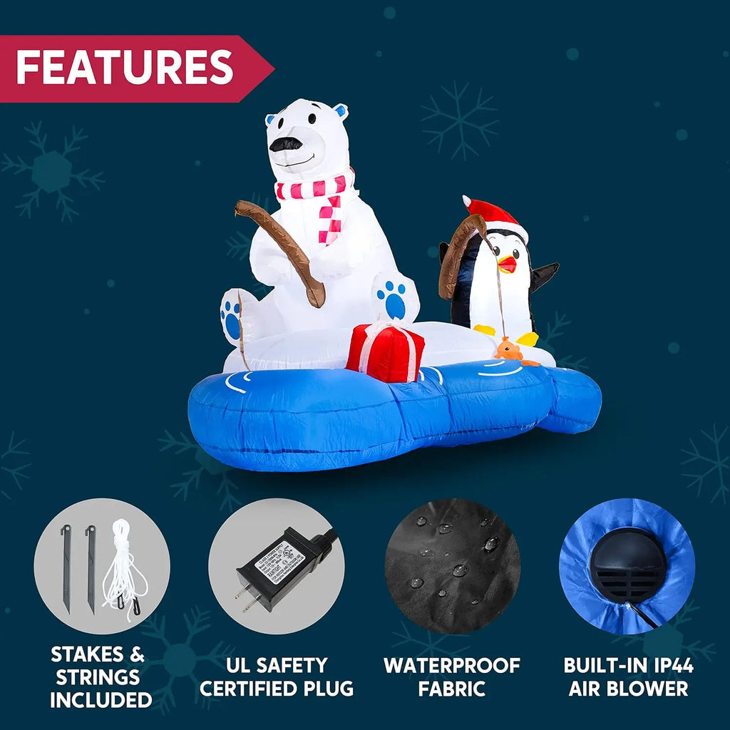 Frostcast fabric, built-in blower, power adapter, ground stakes and tether ropes.