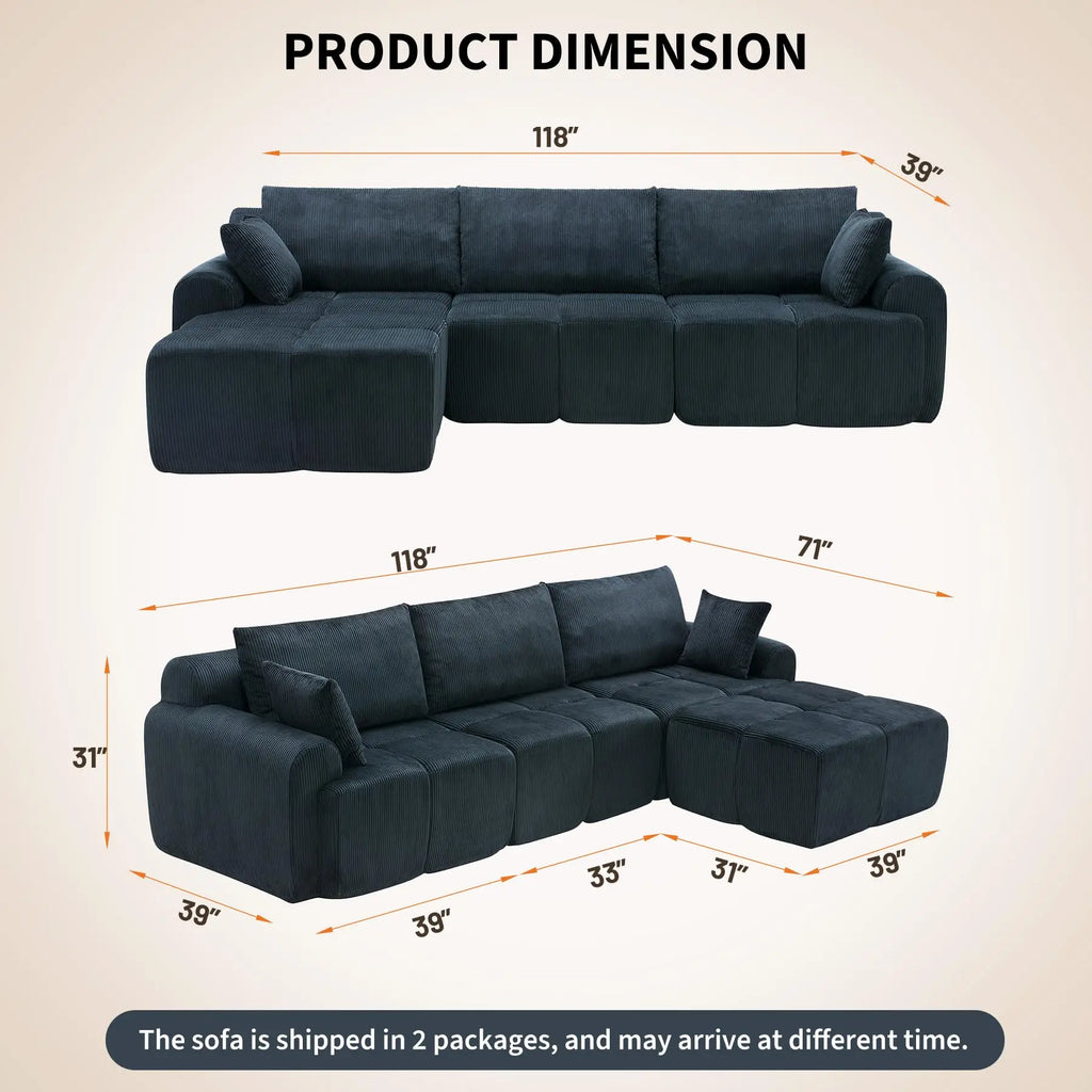 Bramley Modular Corduroy Sectional Sofa*