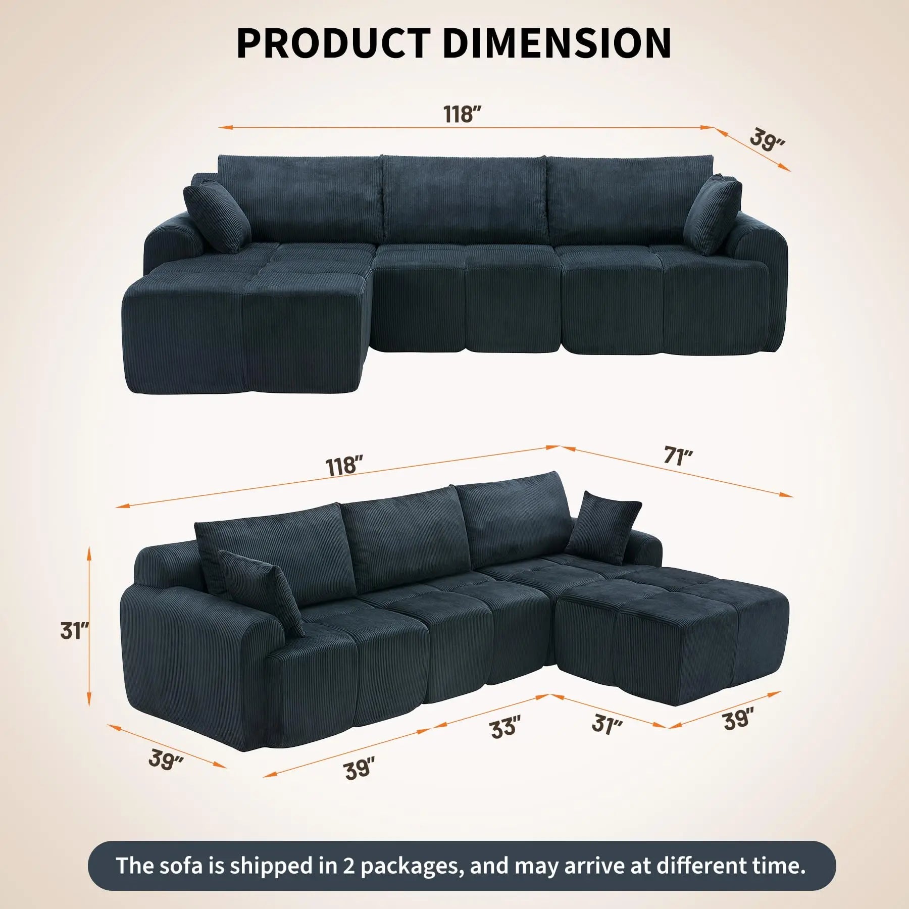 Bramley Modular Corduroy Sectional Sofa*
