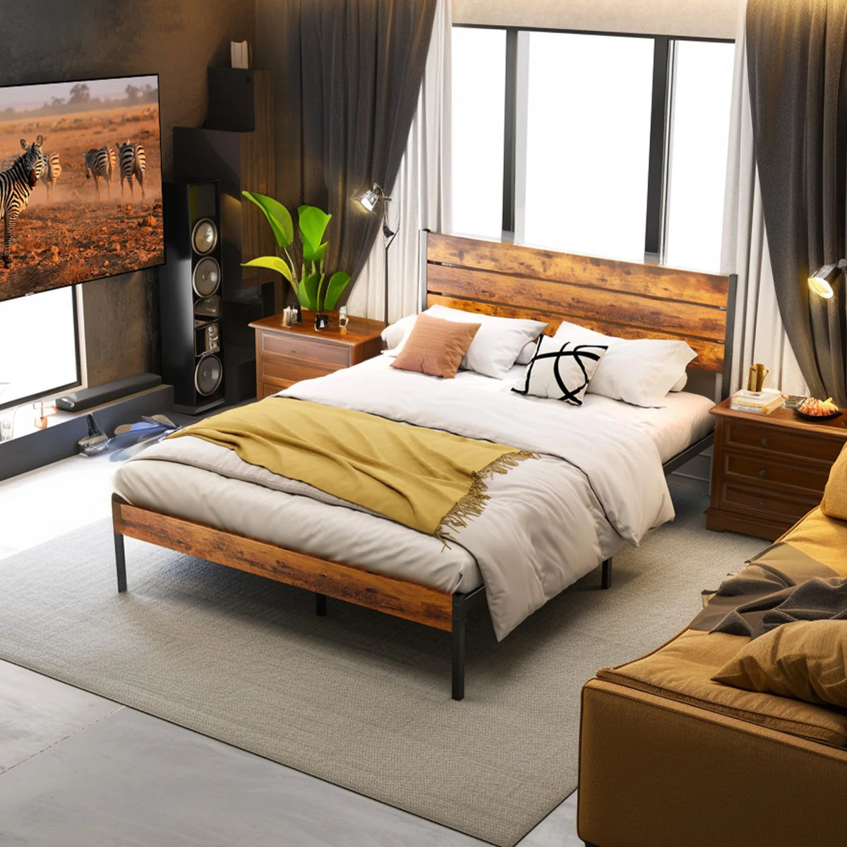 Gleamrise Industrial Metal Platform Bed