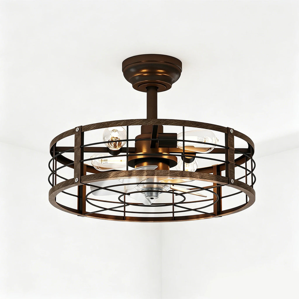 Ashbourne Caged Ceiling Fan with Light