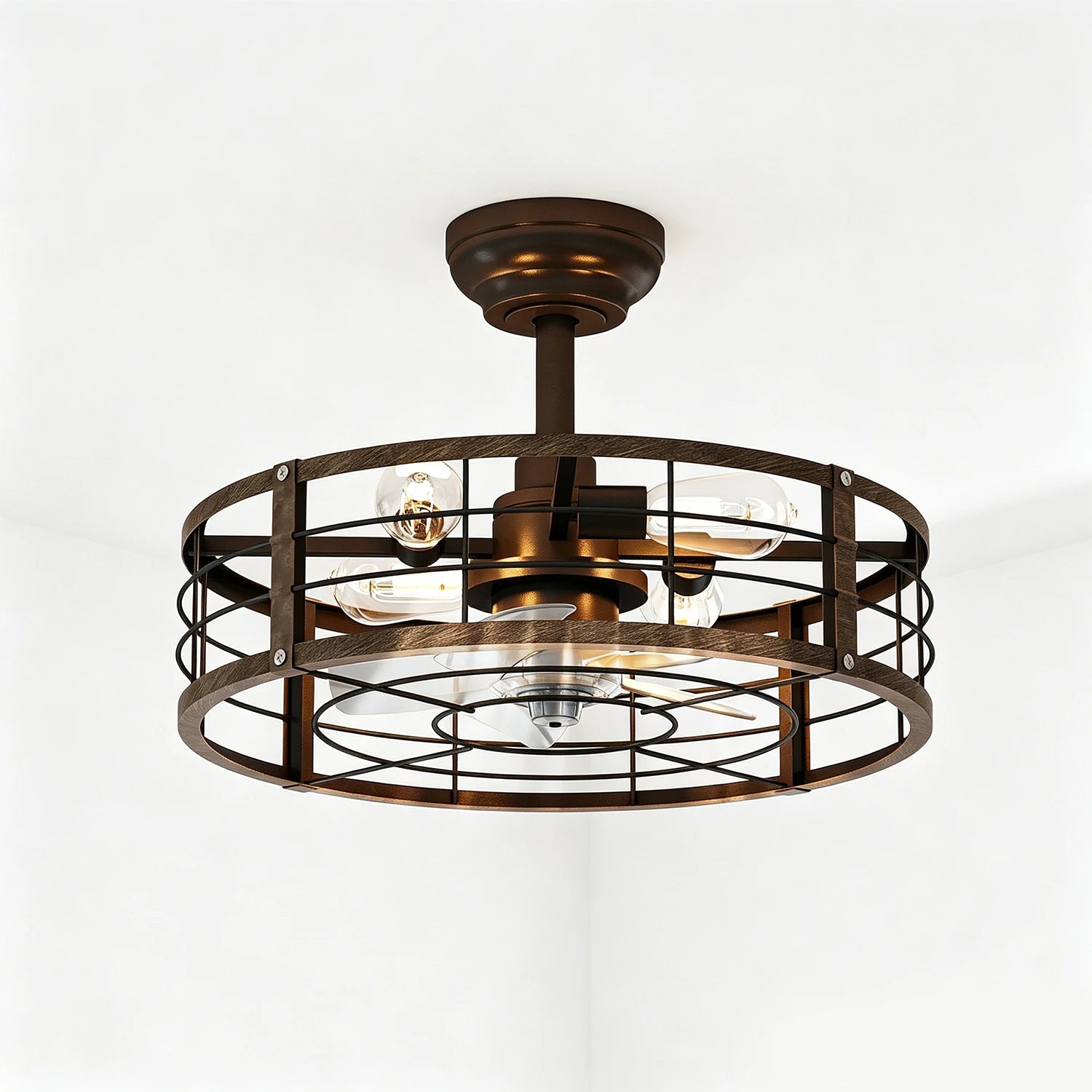 Ashbourne Caged Ceiling Fan with Light