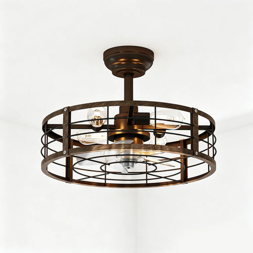 Ashbourne Caged Ceiling Fan with Light