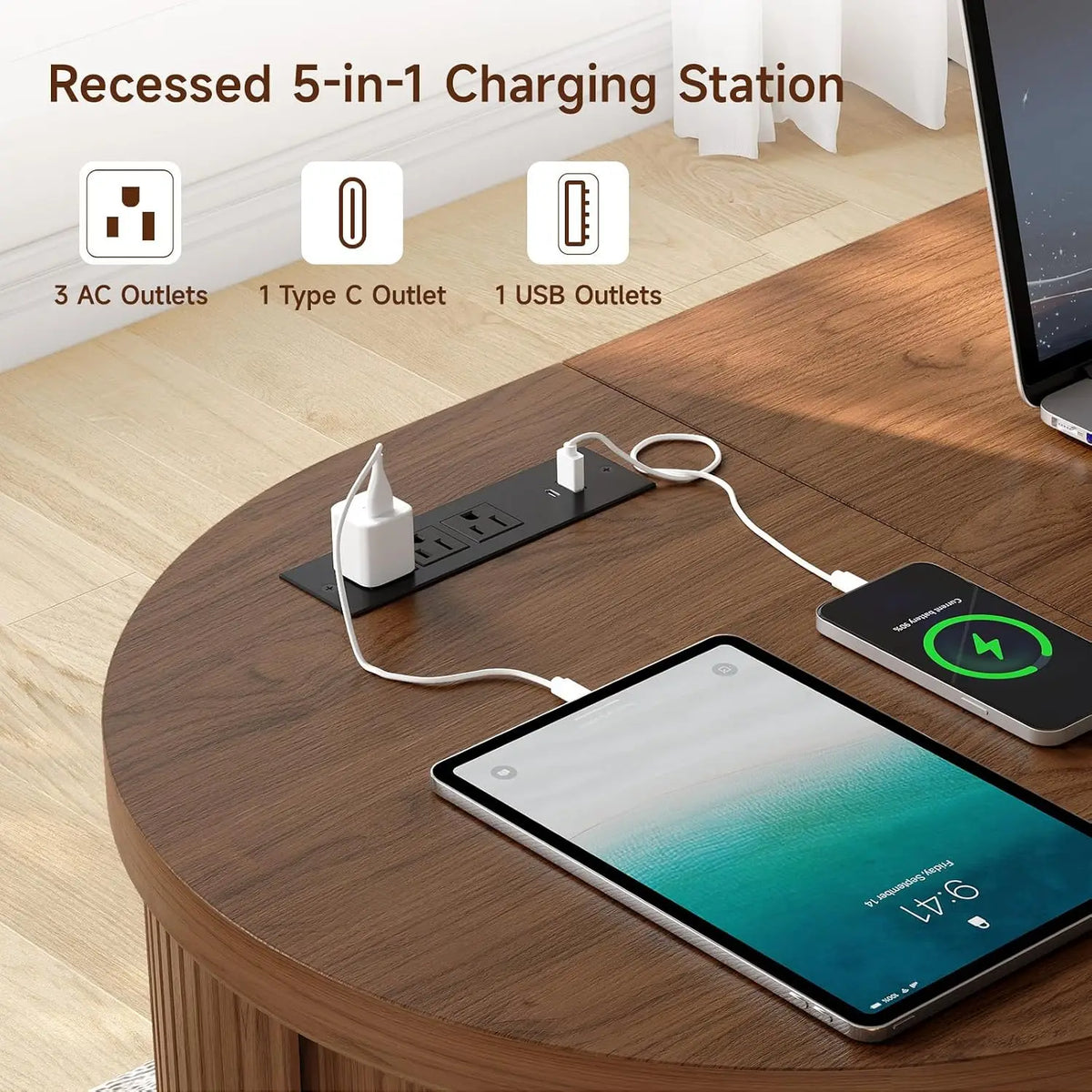 Quillloom Lift-Top Desk with USB Charging